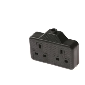 Image of RTS2GB Extension Socket 2-Gang 13AMP Rubber - Black