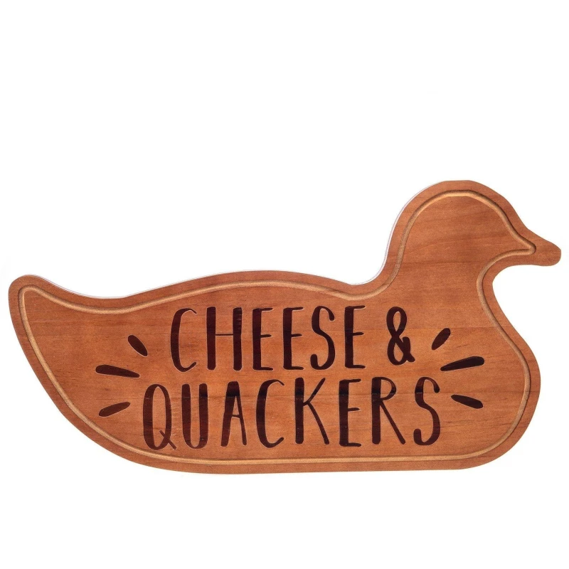 Image of Boxer Gifts Wooden Charcuterie Board - Cheese & Quackers Multi