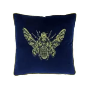 Image of Riva Paoletti Cerana Embroidered Piped Cushion Cover, Royal Blue, 50 x 50 Cm