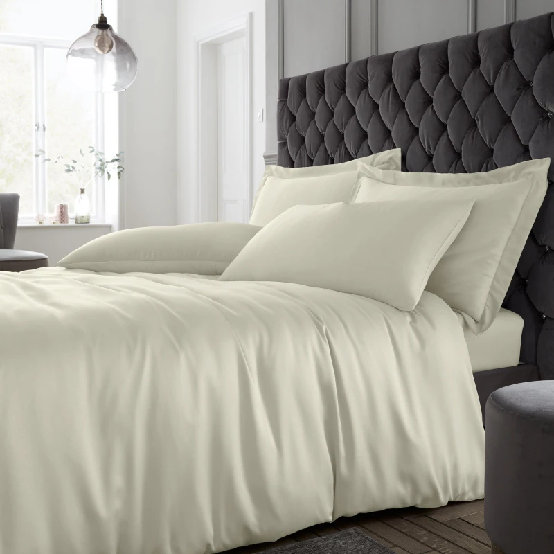 Image of Catherine Lansfield Silky Soft Satin Duvet Cover Set Duvet Cover Sets Single Neutral 70617769010