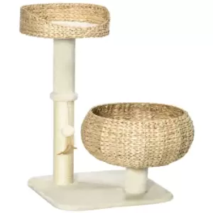 Image of PawHut 72cm Cat Activity Centre w/ Two Bed Toy Ball Sisal Scratching Post
