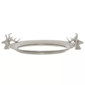 Image of Large Mirrored Tray With Stag Heads