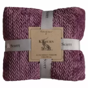 Image of Crossland Grove Chevron Flannel Fleece Throw Plum 1400x1800mm