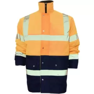 Image of Unisex Hi-Vis 2 Band Two Tone Jacket (3XL) (Hi Vis Orange/Navy) - Hi Vis Orange/Navy - Yoko