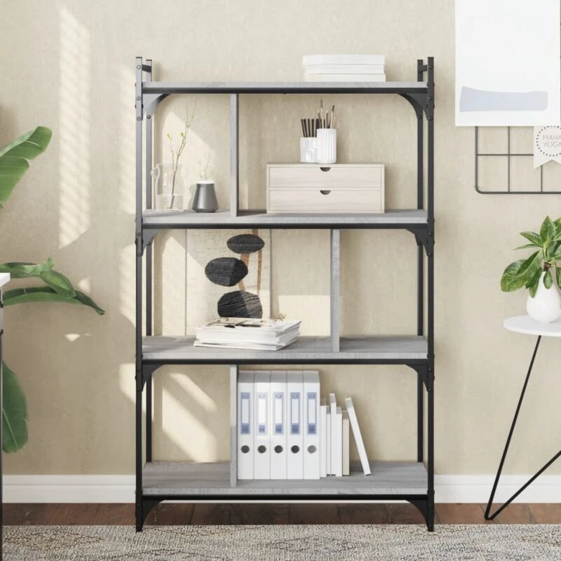 Image of Vidaxl Bookcase 4-tier Grey Sonoma 76X32X123cm Engineered Wood, Grey 833938