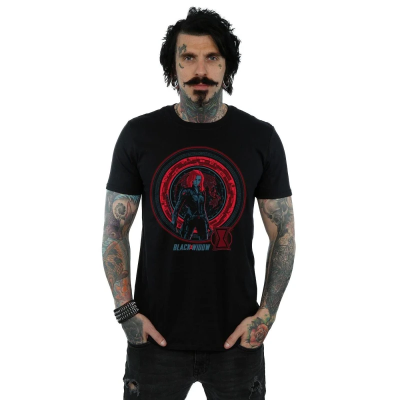 Image of Marvel Marvel Men Black Widow Movie Computer Globe T-Shirt Size: Small Black S Male 5059400793376
