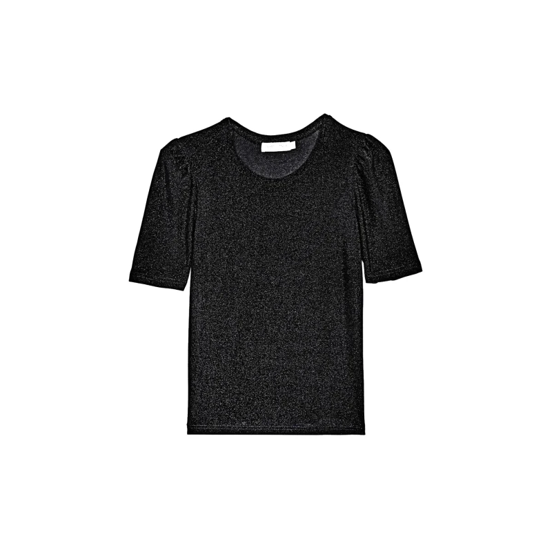 Image of La Petite Etoile Sequined effect T-Shirt For Her La Petite Etoile Velvety Noir Female 36