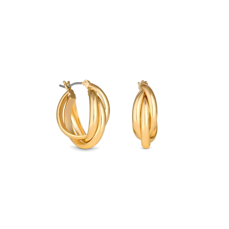 Image of Jon Richard Gold Plated Polished Interlocking Hoop Earrings Jewellery Sets One Size Gold 70973410000