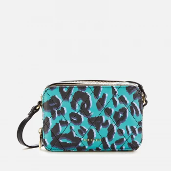 Image of Ted Baker Womens Quiltt Quilted Leopard Detail Camera Bag - Olive