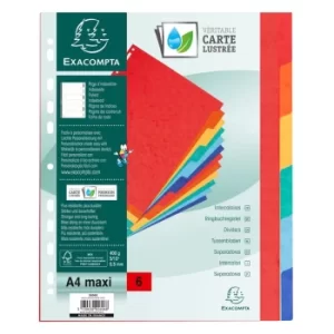 Image of Exacompta Dividers 400gsm, A4+, 6 Part, Plain, Pack of 25
