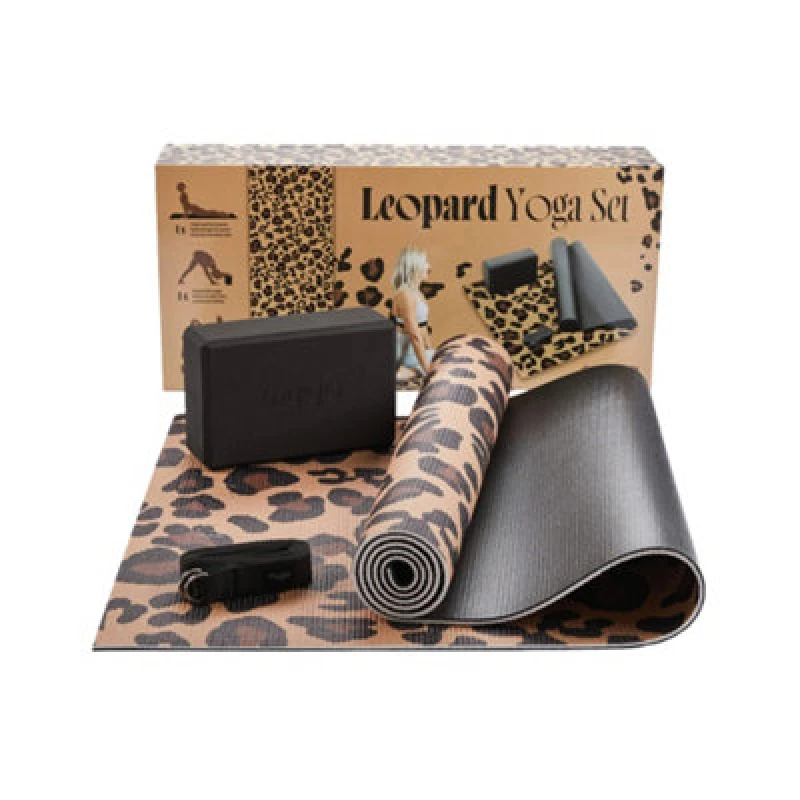 Image of Phoenix Fitness Complete Leopard Print Yoga Set For Stylish Workouts