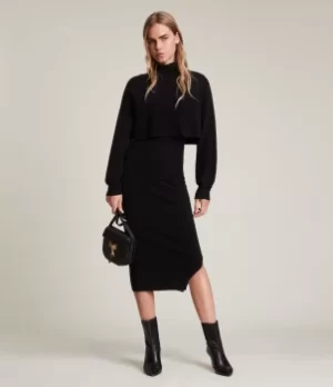 Image of AllSaints Womens Margot Dress, Black, Size: S