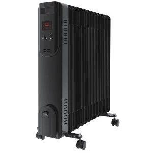 Image of electriQ 2.5kw Black Smart WiFi Alexa Oil Filled Radiator 11 Fin 24 hour and Weekly Timer with Thermostat and Remote