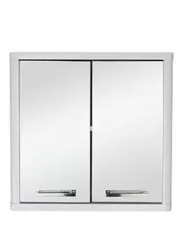 Image of Luna Hi-Gloss 2 Door Mirrored Bathroom Cabinet - White