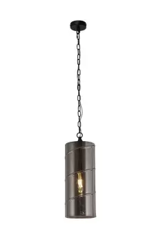 Image of Ceiling Pendant, 1 Light E27, Matt Black, Smoked