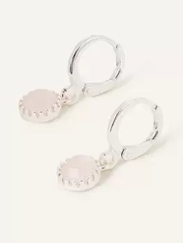 Image of Accessorize Sterling Silver-Plated Rose Quartz Drop Earrings, Pink, Women