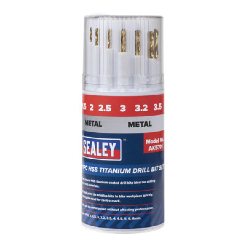 Image of Sealey 11 Piece HSS Titanium Drill Bit Set