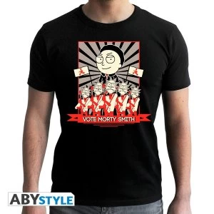 Image of Rick And Morty - Vote Morty Mens X-Large T-Shirt - Black