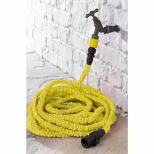 Image of Groundlevel 100ft Garden Hose With 7-dial Spray Gun And Hose Holder - Yellow