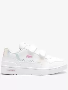 Image of Lacoste Childrens Lacoste T-Clip Popped Heel Trainers, White/White, Size 11 Younger