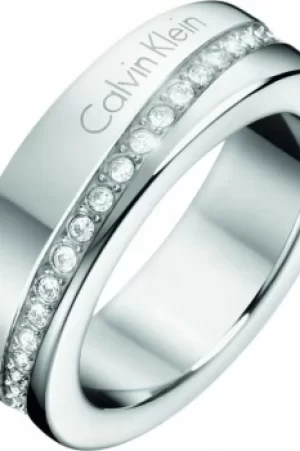 Image of Ladies Calvin Klein Stainless Steel Size L Hook Ring KJ06MR040206