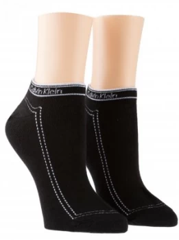 Image of Calvin Klein Waistband logo 2 pair pack trainer socks Black