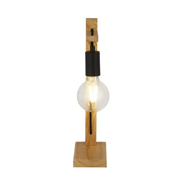 Image of Woody Table Lamp Natural Wood, Black Metal