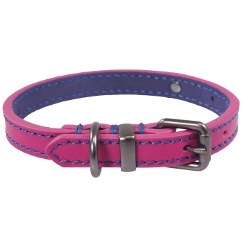 Image of Joules Pink Leather Dog Collar Small