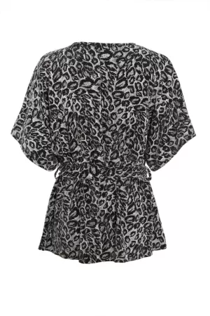 Image of Quiz Animal Print Top, Light Silver, Size 8, Women