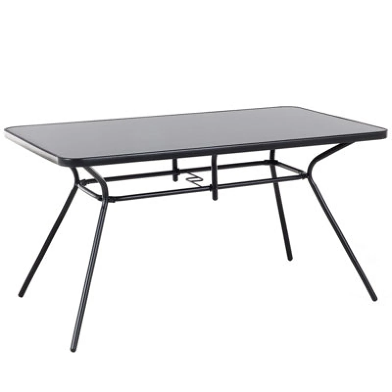 Image of Beliani Garden Dining Table Livo 140 Cm 80 Cm Glass Black