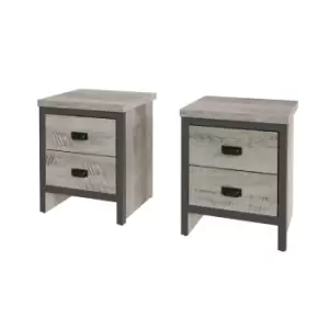 Image of GFW Boston 2 Drawer Bedside Table Pair Grey