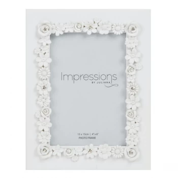 Image of 4" x 6" - Impressions Little White Flower Resin Photo Frame