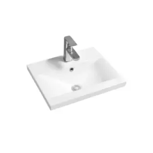 Image of Limoge Mid-edge Ceramic 51Cm Narrow Inset Basin With Dipped Bowl