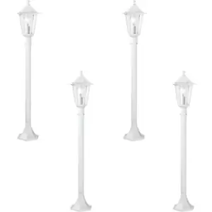 Image of 4 PACK IP44 Outdoor Bollard Light White Aluminium Lantern 60W E27 Lamp Post