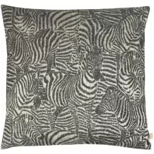 Image of Kai Hector Multi Zebra's Print Woven Cushion Cover, Ebony, 55 x 55 Cm