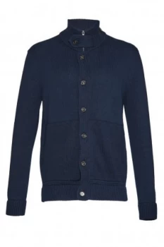 Image of Mens French Connection Master Flux Knit Cardigan Blue