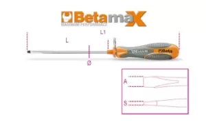 Image of Beta Tools 1290HS H-Safe Tethered Flat/Slotted Screwdriver 0.8 x 4 x 100mm