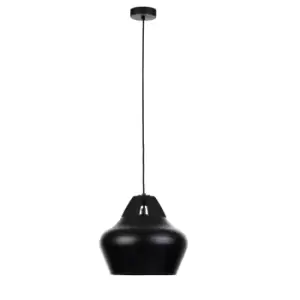 Image of Negro Dome Pendant Ceiling Light Wood, Black, 29cm, 1x E27