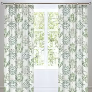 Image of Emily Botanical Pencil Pleat Lined Curtains, Green, 66 x 72" - Dreams&drapes