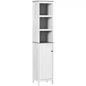 Image of Tall Bathroom Storage Cabinet Linen Tower with Adjustable Shelf