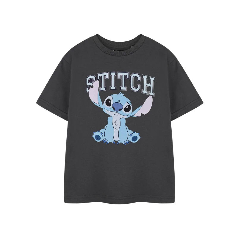 Image of (13-14 Years) Disney Lilo & Stitch Short Sleeved T-Shirt (Girls Grey)