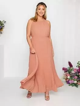 Image of Yours Curve Occasion Pleated Maxi Dress, Pink, Size 20, Women