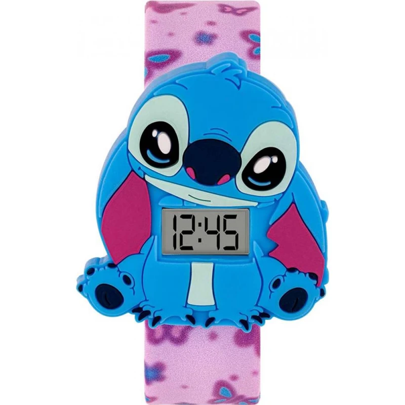 Image of Disney Stitch Blue and Pink Butterfly Slap Bracelet Watch