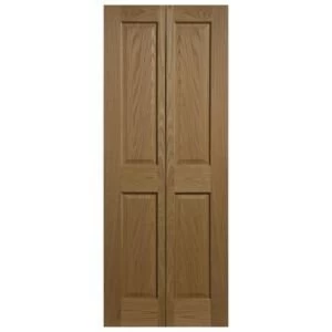 Image of 4 Panel Oak Veneer Unglazed Internal Bi Fold Door H1981mm W762mm