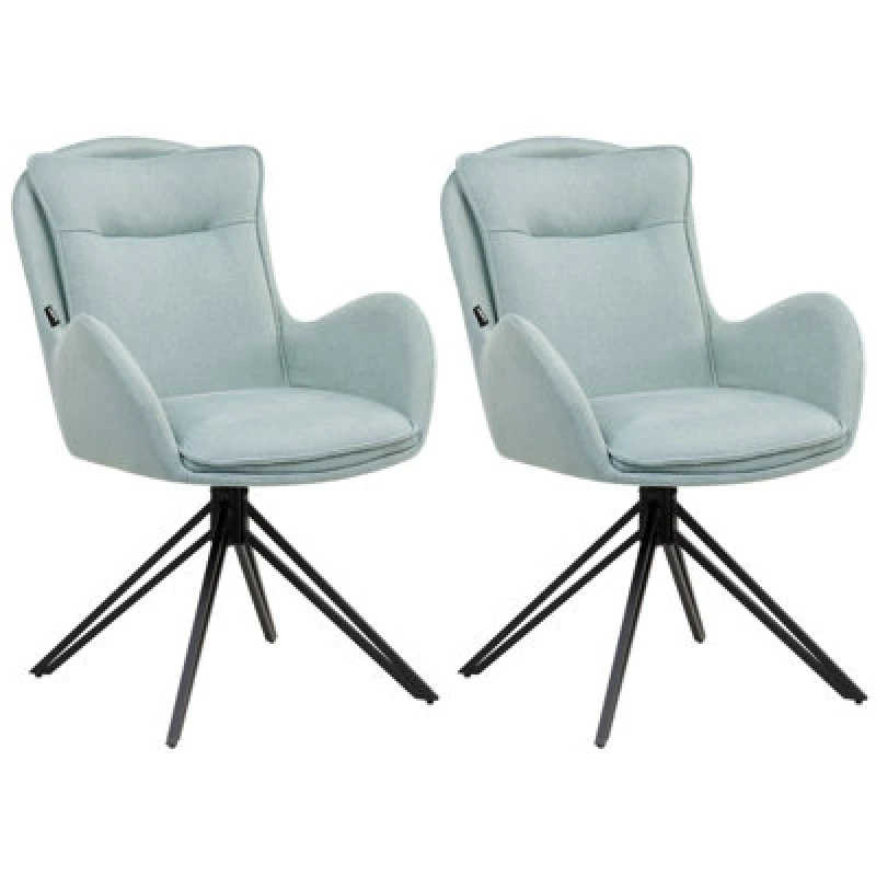 Image of Beliani Set Of 2 Dining Chairs Swivel Avelar Mint Green