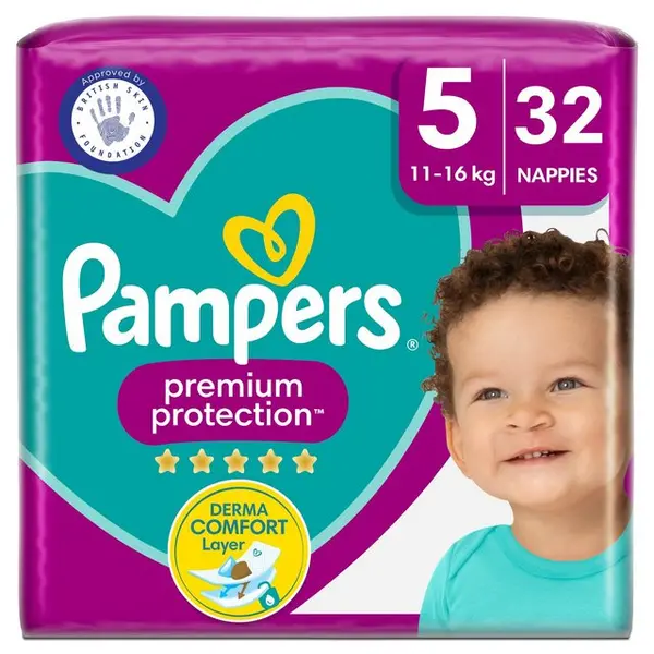 Image of Pampers Premium Protection Size 5 32 Nappies