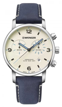 Image of Wenger Urban Metropolitan Chrono Blue Leather Silver Watch