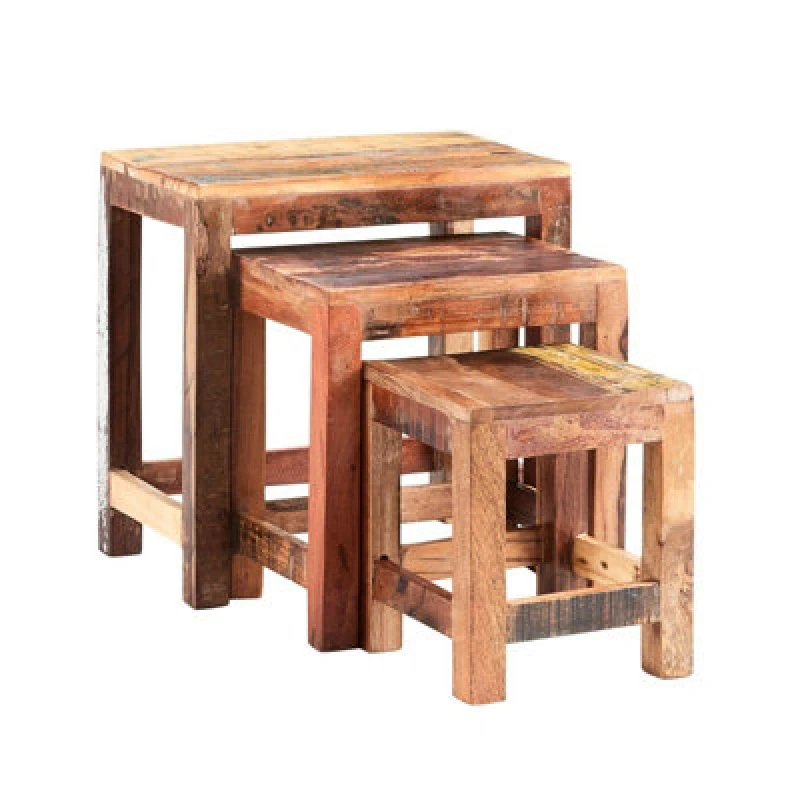 Image of Buttercup Farm Coastal Nest Of 3 Tables - Wood - L30 X W46 X H46 Cm