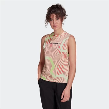 Image of adidas Terrex Parley Agravic Trail Running Tank Top Women - Almost Lime / Acid Red