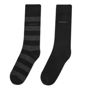 Image of Hugo Boss Block Stripe 2 Pack Socks Black